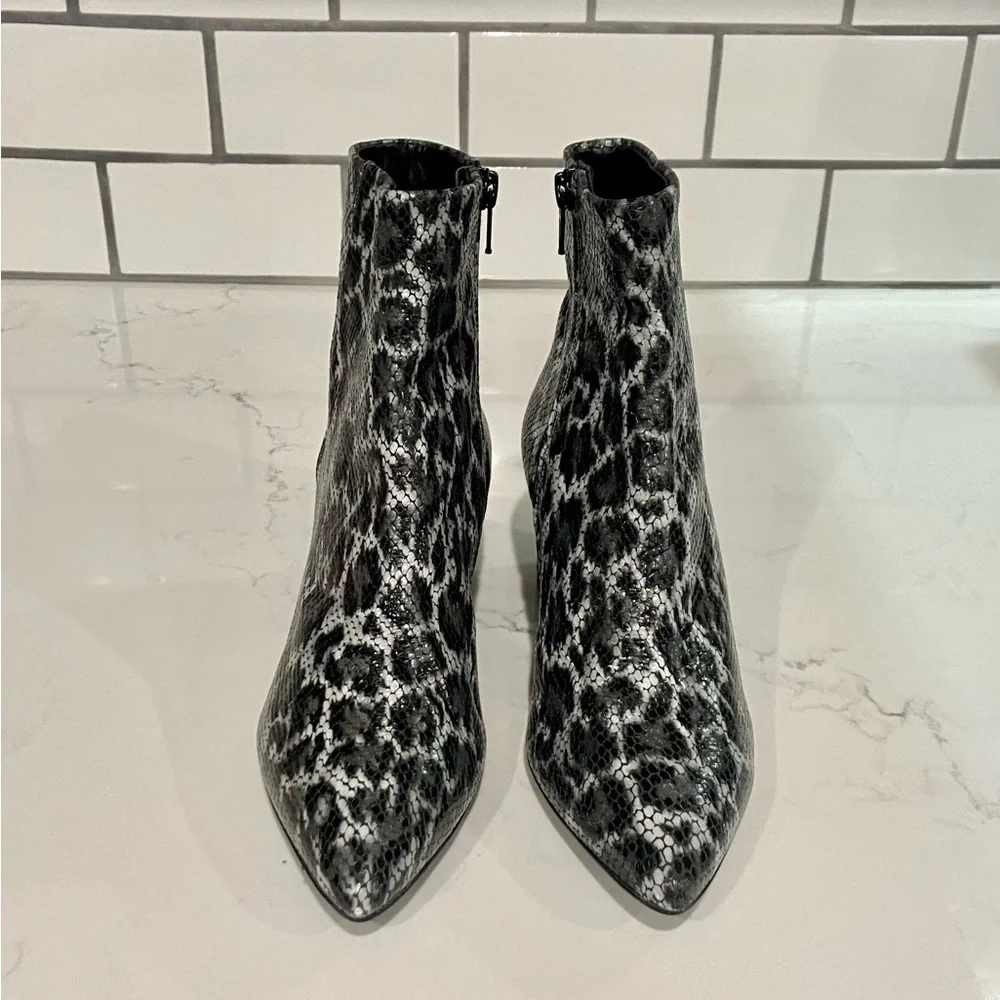 AGL Marette Snake Embossed Leopard Print Leather Ankle Boots Size 36